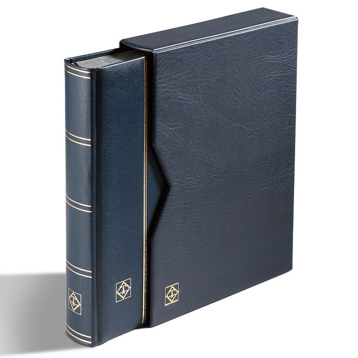 PREMIUM S64 SET A4 Stockbook with Case, 64 black pages, padded leather cover