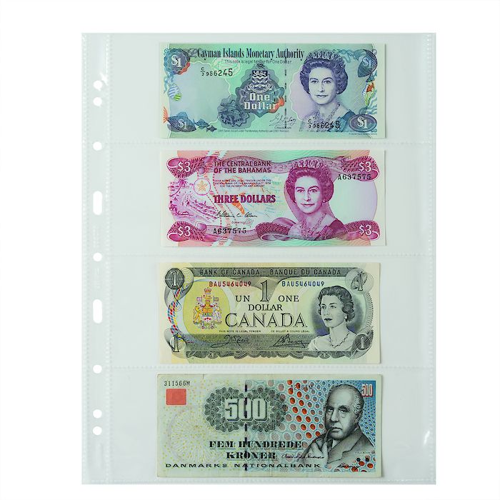 SH 312 plastic sheets, 4 horizontal pockets for banknotes, PP, clear, pack of 50