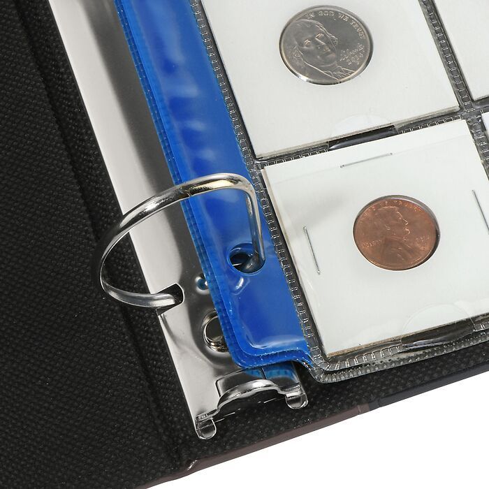 Storage Sheet for 2x2 Coin Holders, 8.5in x 11in, Blue Strip Reinforcement - Pack of 10