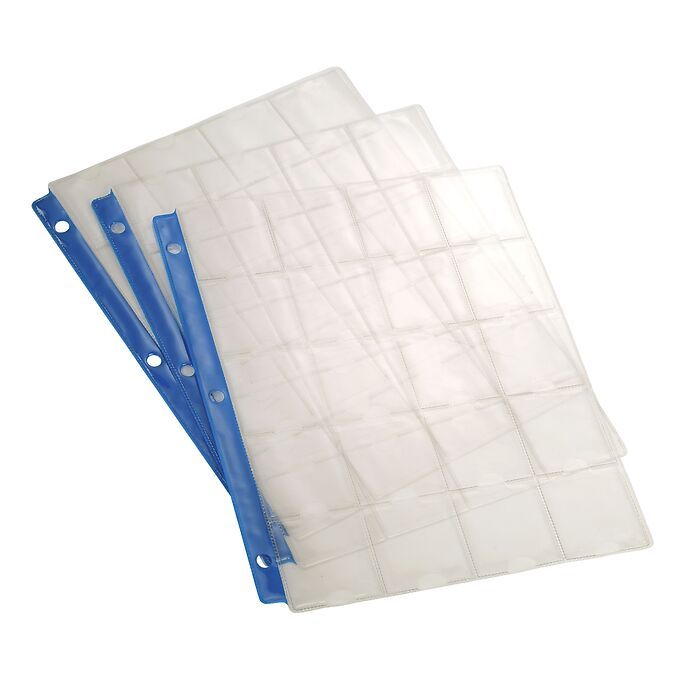 Storage Sheet for 2x2 Coin Holders, 8.5in x 11in, Blue Strip Reinforcement - Pack of 10